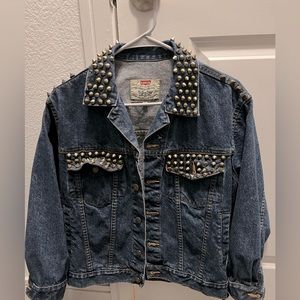 Men Vintage Levi’s Denim Jacket with Spike Handmade